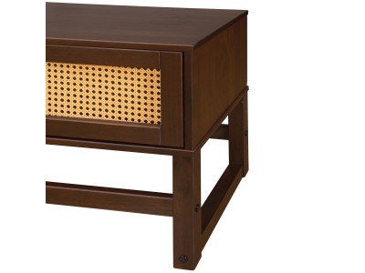 Rack no acabamento amendoado para tv com portas de palhinha indiana clara | Coleção Acapulco